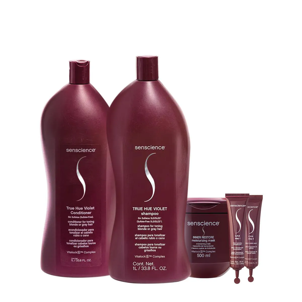 KIT SENSCIENCE TRUE HUE VIOLET SHAMPOO CONDICIONADOR L MáSCARA C.P.R. (4 PRODUTOS)