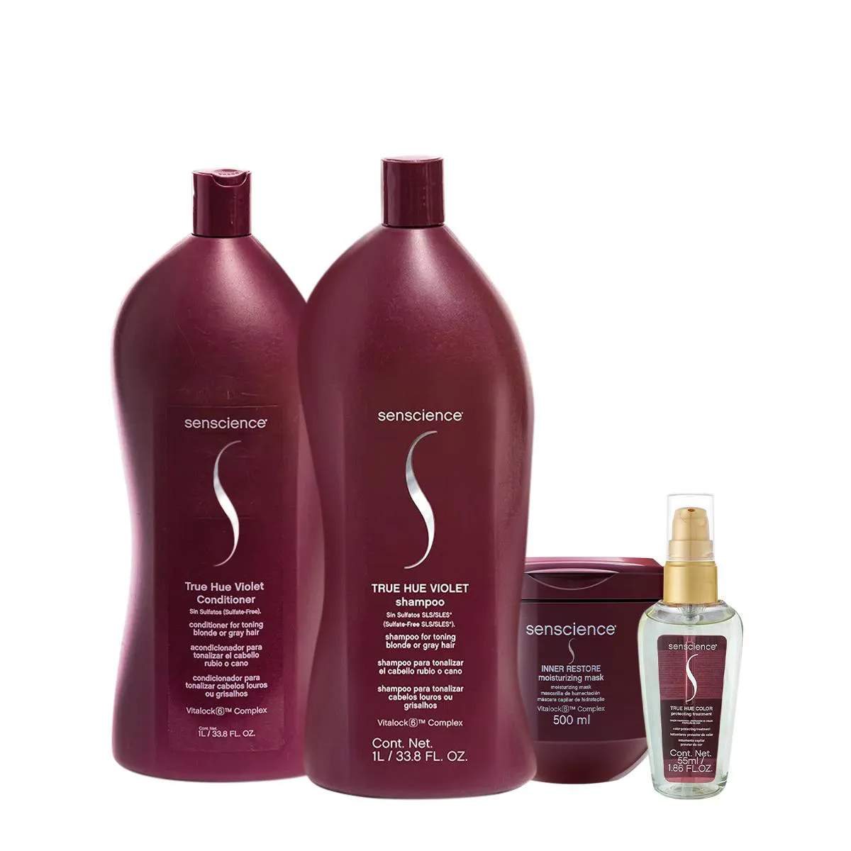 KIT SENSCIENCE TRUE HUE VIOLET SHAMPOO CONDICIONADOR L MáSCARA ÓLEO (4 PRODUTOS)