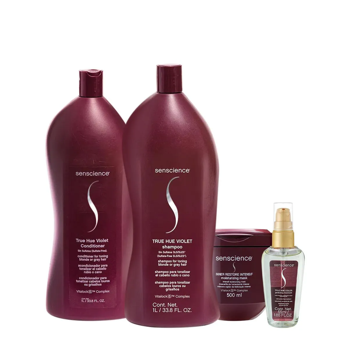 KIT SENSCIENCE TRUE HUE VIOLET SHAMPOO CONDICIONADOR L MáSCARA E ÓLEO (4 PRODUTOS)