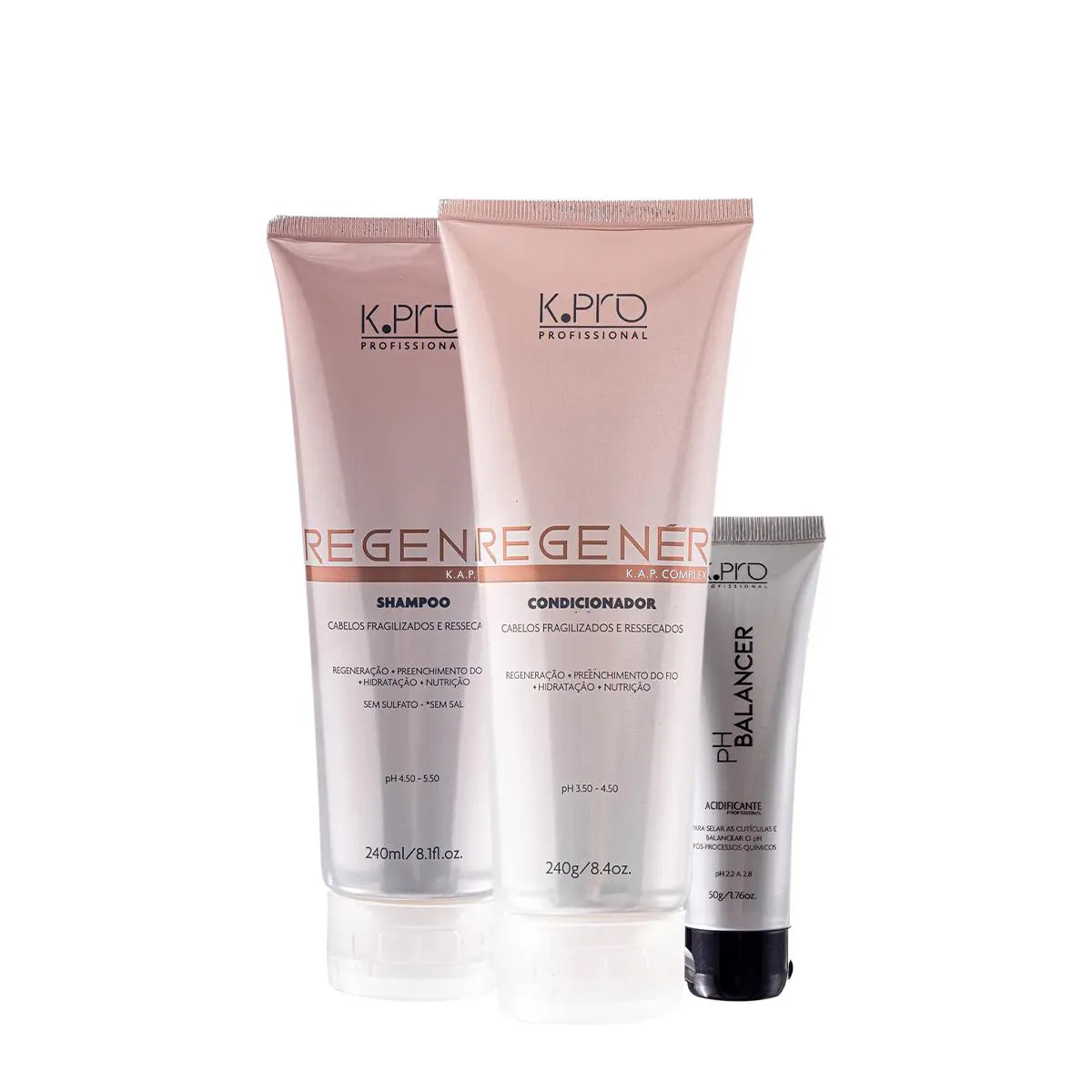 KIT K.PRO PROFESSIONAL REGENéR SHAMPOO CONDICIONADOR ACIDIFICANTE (3 PRODUTOS)
