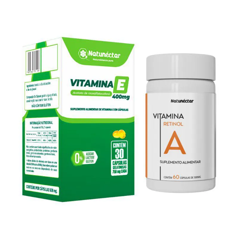 KIT VITAMINA E + VITAMINA A (RETINOL) NATUNECTAR 500MG – 120 CáPSULAS