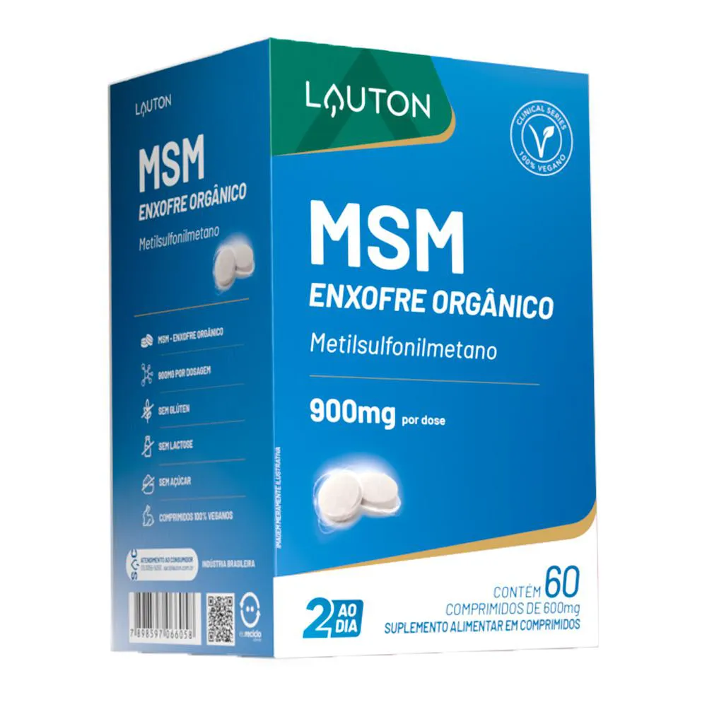 MSM ENXOFRE ORGâNICO LAUTON 60 CáPSULAS