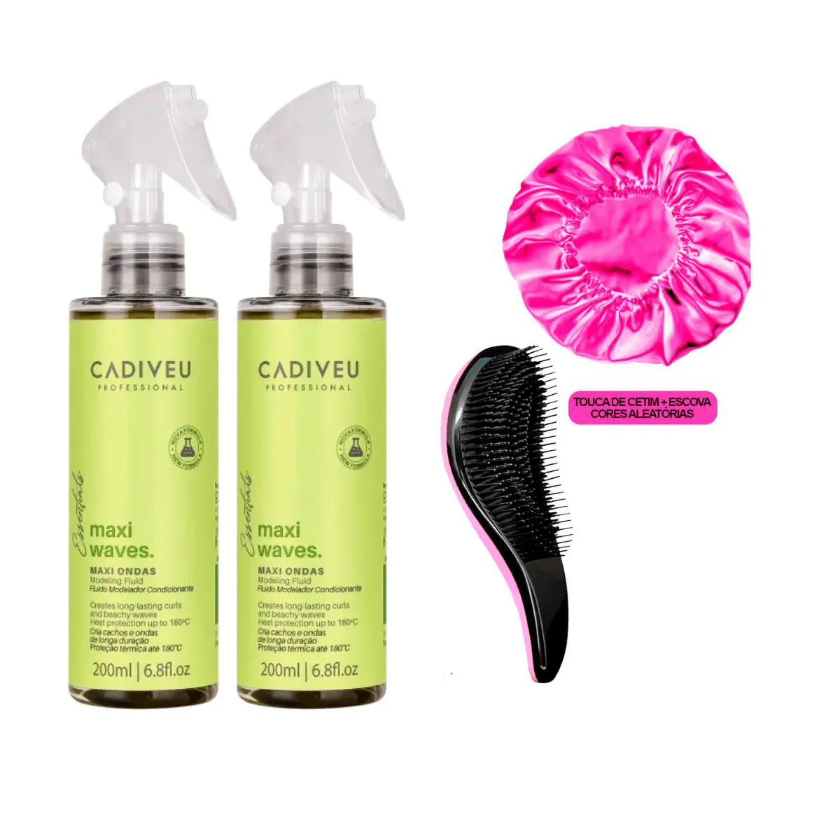 KIT 2 MAXI WAVES CADIVEU LEAVE IN CRIA ONDAS + ESCOVA/TOUCA