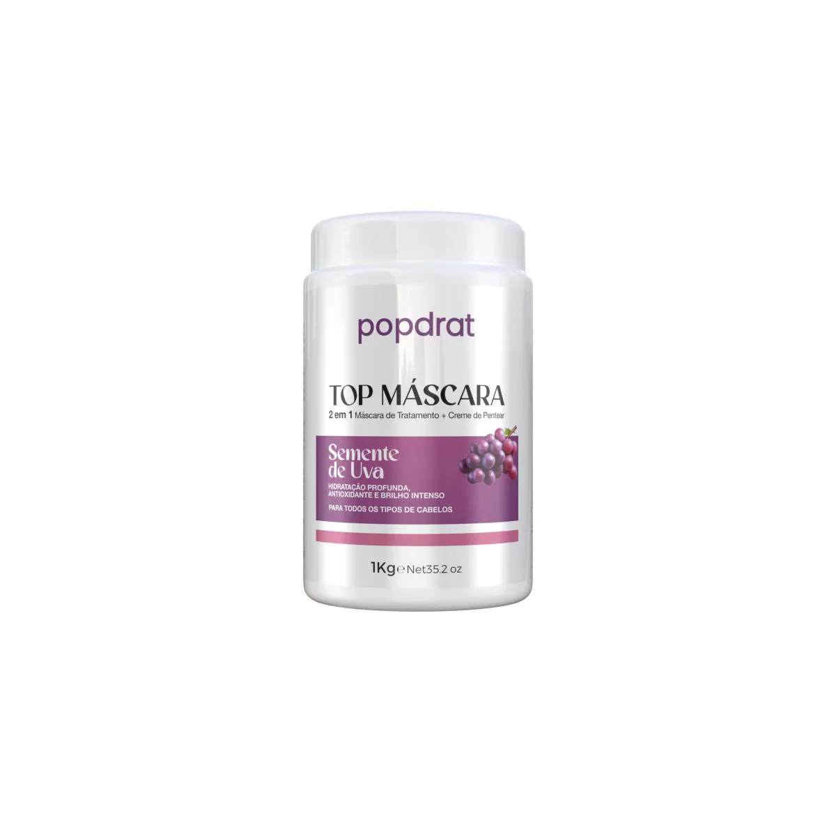 TOP MÁSCARA SEMENTE DE UVA 2 EM 1 POPDRAT 1KG