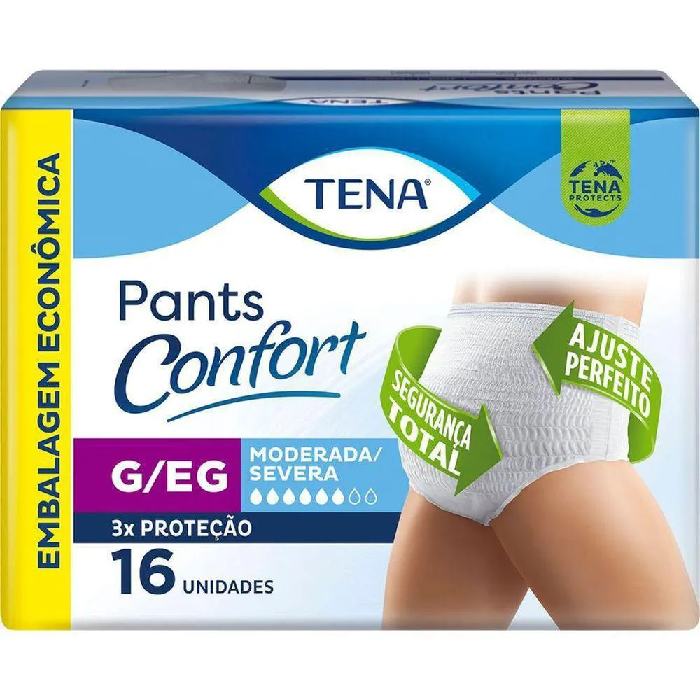 Roupa Íntima Descartável Unissex Tena Pants Confort G/EG Absorção Intensa 16 unidades