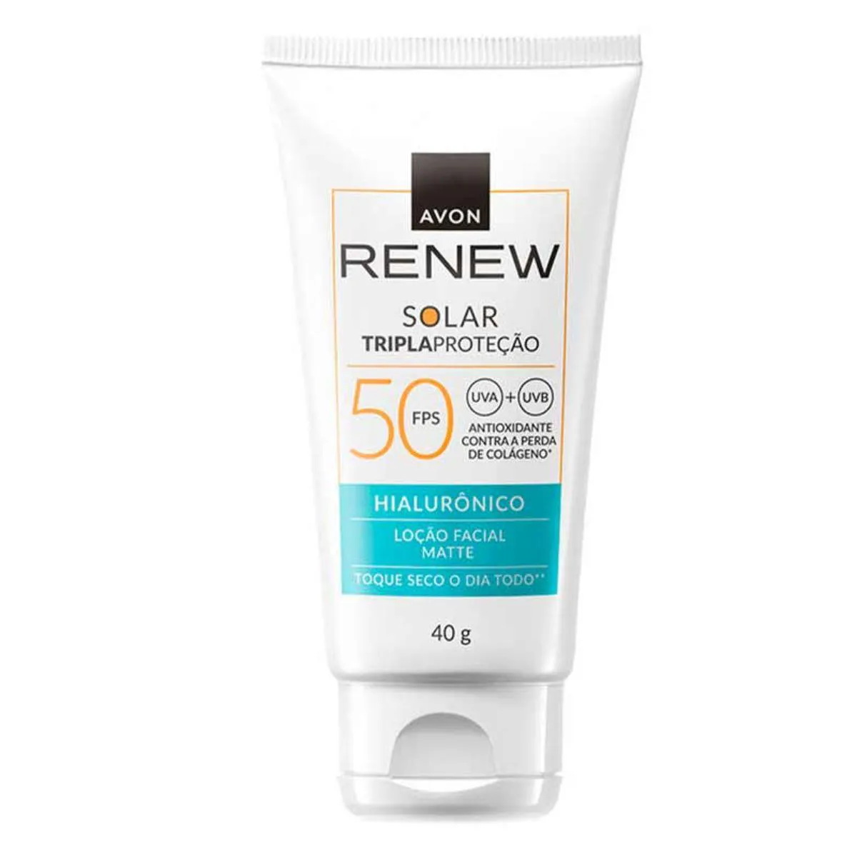 PROTETOR SOLAR RENEW HIALURôNICO FPS 50 TOQUE SECO - 40G - AVON