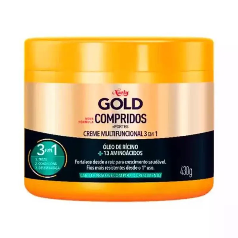 MáSCARA NIELY GOLD HIDRATAçãO PROFUNDA COMPRIDOS FORTES 430G