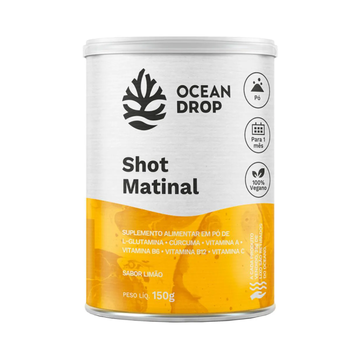 SHOT MATINAL VITAMINAS GLUTAMINA VEGANO 150G OCEAN DROP Limão