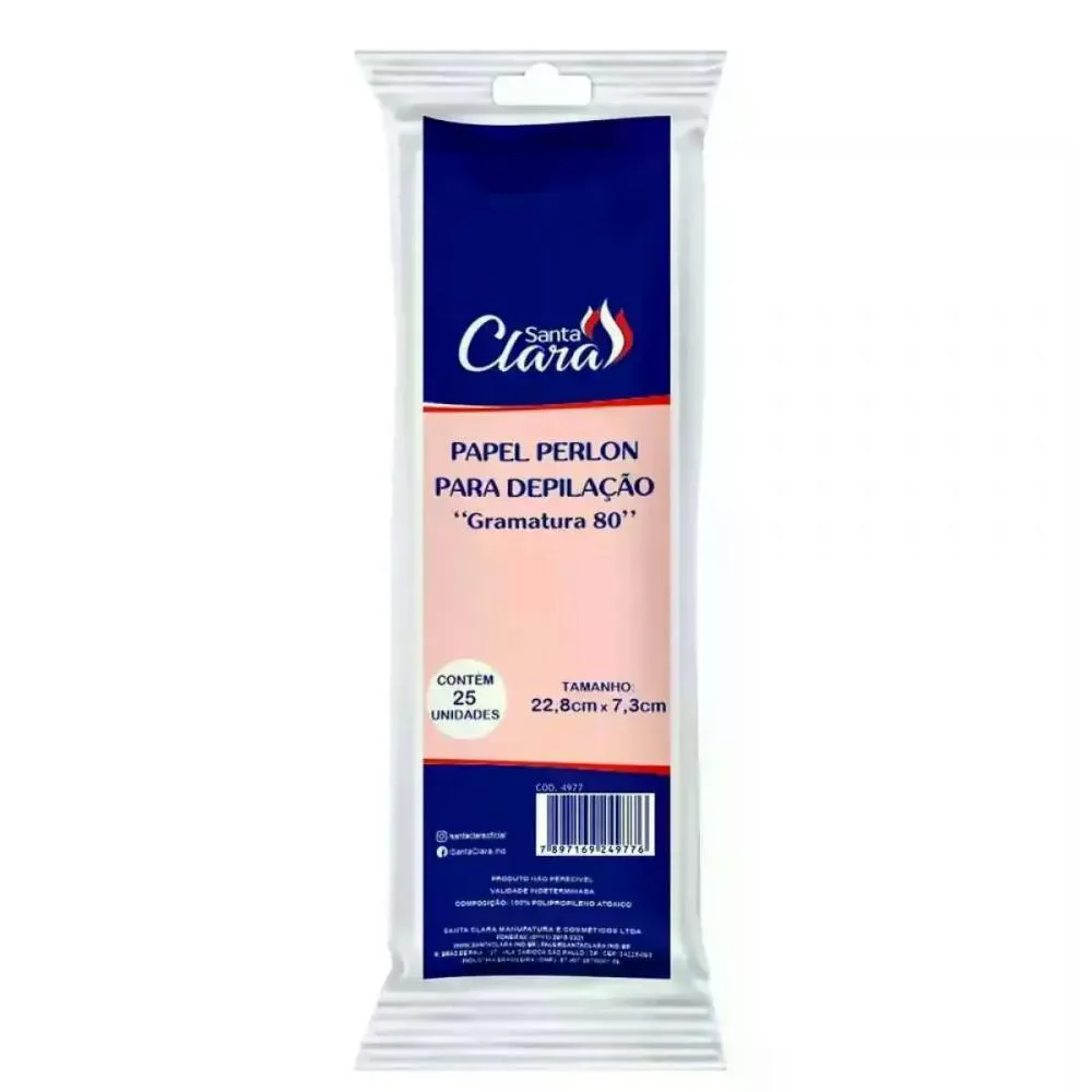 PAPEL PERLON P/DEPILAçãO TNT 25 UNIDADE SANTA CLARA