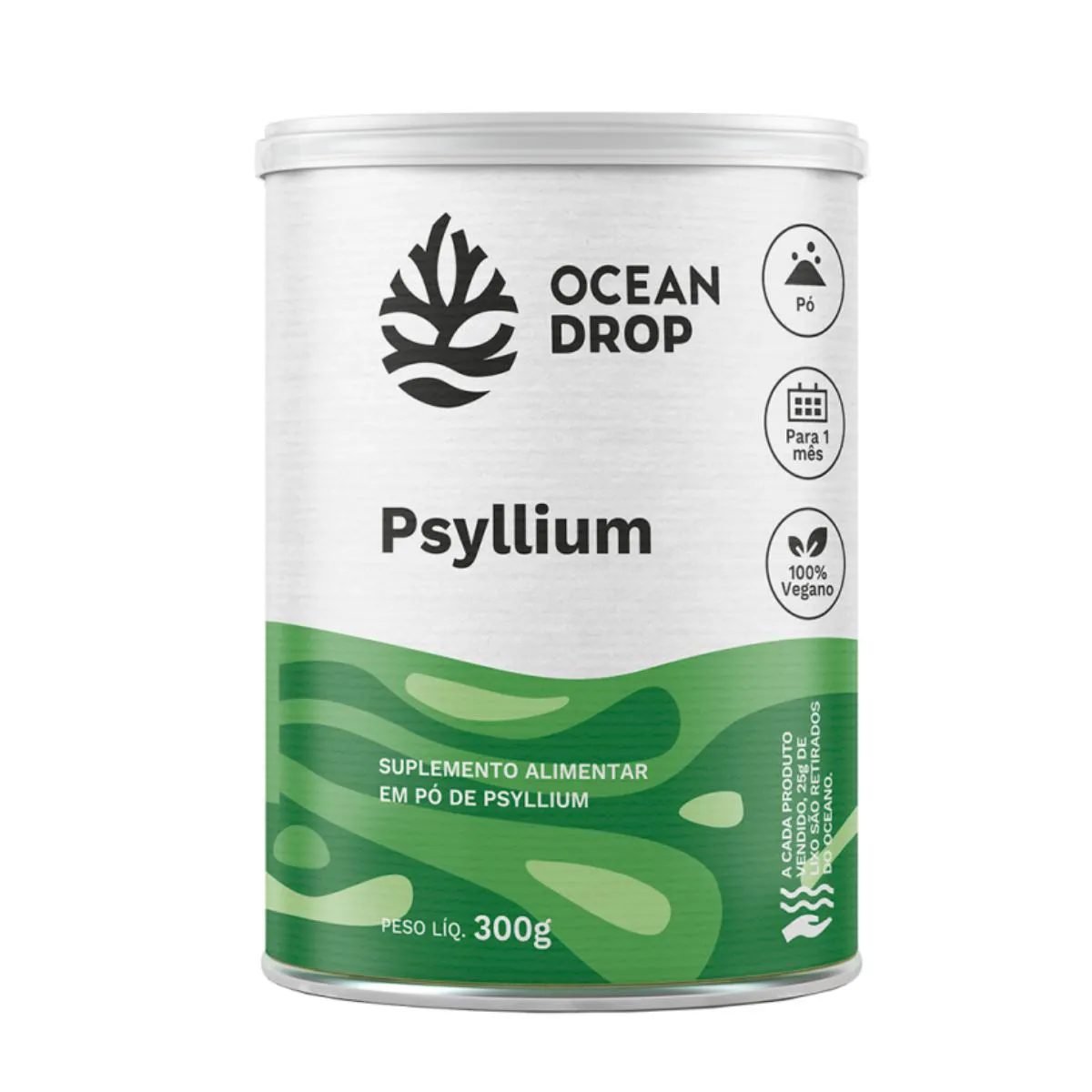 PSYLLIUM EM Pó AMINOáCIDOS VEGANOS OCEAN DROP 300G SEM Sabor
