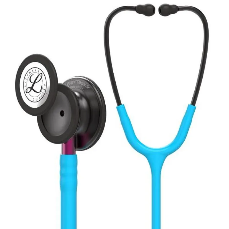 ESTETOSCOPIO 3M LITTMANN CLASSIC III 5872 TURQUESA COM PRETO MATE E CONECTOR ROSA