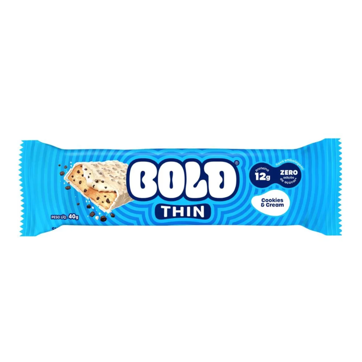 Barra de Proteína Bold Thin Cookies & Cream 40g