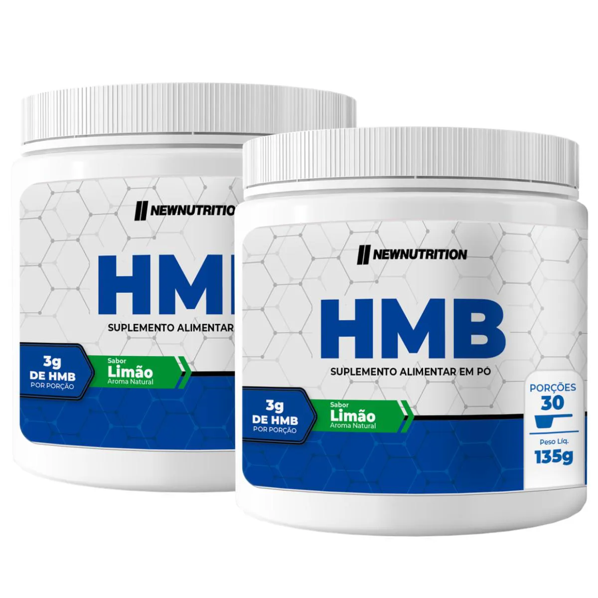 2X HMB HIDROXIMETILBUTIRATO 3000MG NEW NUTRITION LIMãO 135G