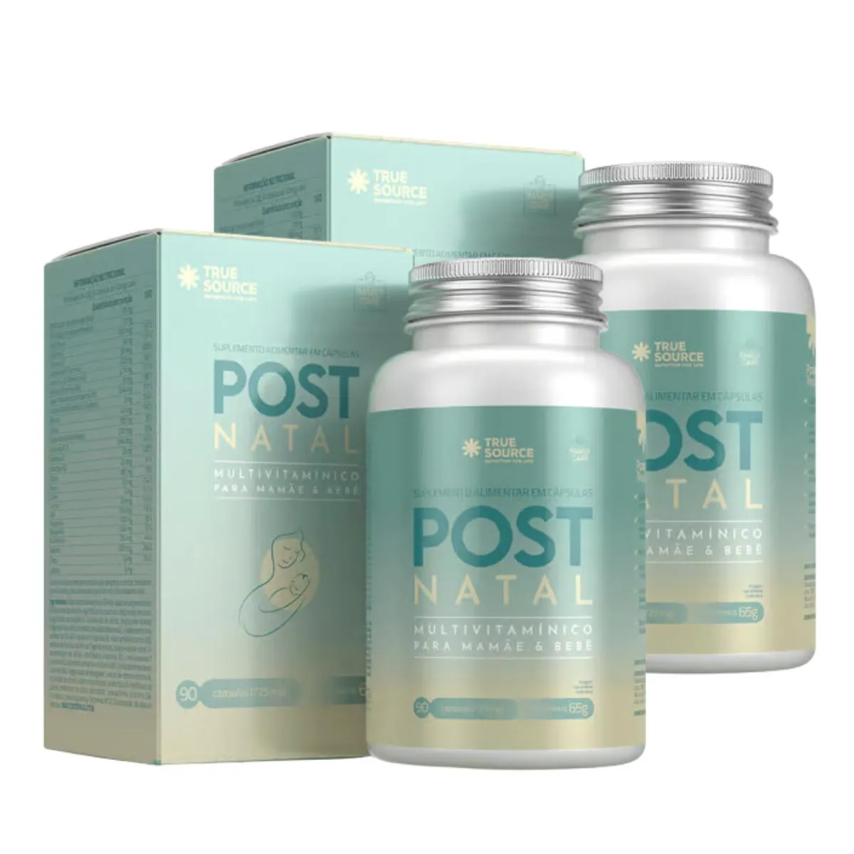2X MULTIVITAMíNICO PóS PARTO POSTNATAL TRUE SOURCE 90 CáPSULAS SEM Sabor