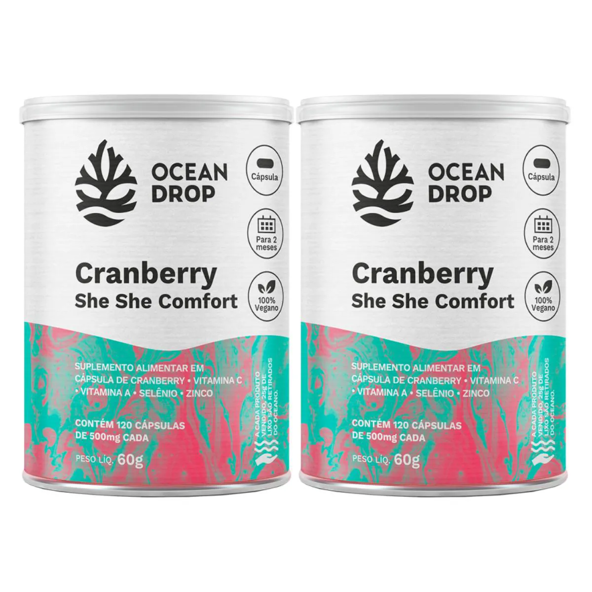 2X CRANBERRY VITAMINA C VITAMINA A OCEAN DROP 120 CáPSULAS SEM Sabor