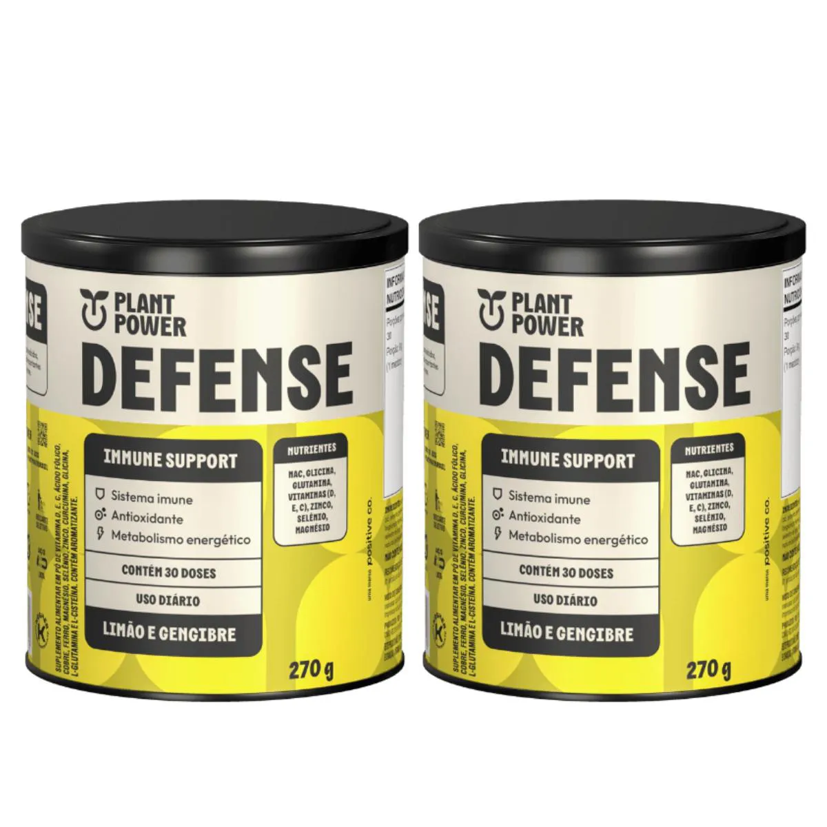 2X DEFENSE IMUNIDADE LIMãO E GENGIBRE PLANT POWER 270G