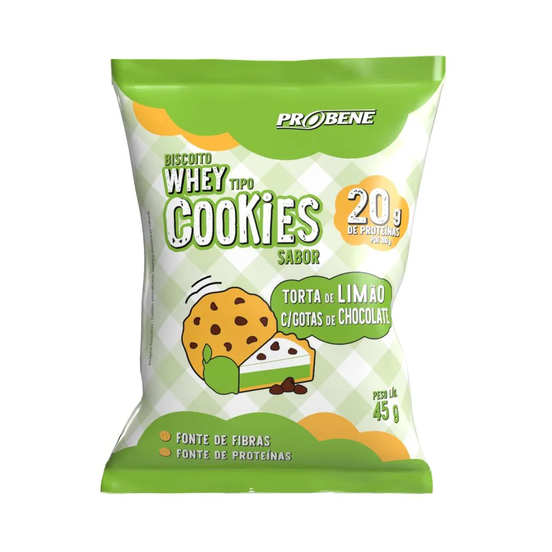 KIT  DE 10 WHEY COOOKIES - COOKIE PROTEICO SABOR TORTA DE LIMãO 45 G
