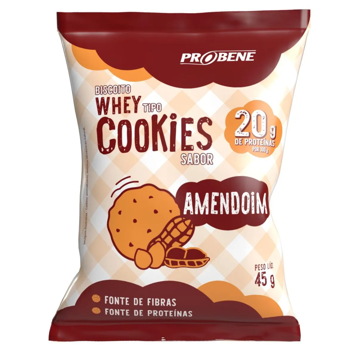 KIT  DE 10 WHEY COOOKIES - COOKIE PROTEICO SABOR AMENDOIM 45 G