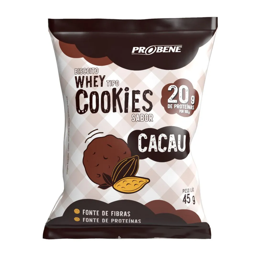 KIT  DE 10 WHEY COOOKIES - COOKIE PROTEICO SABOR CACAU 45 G