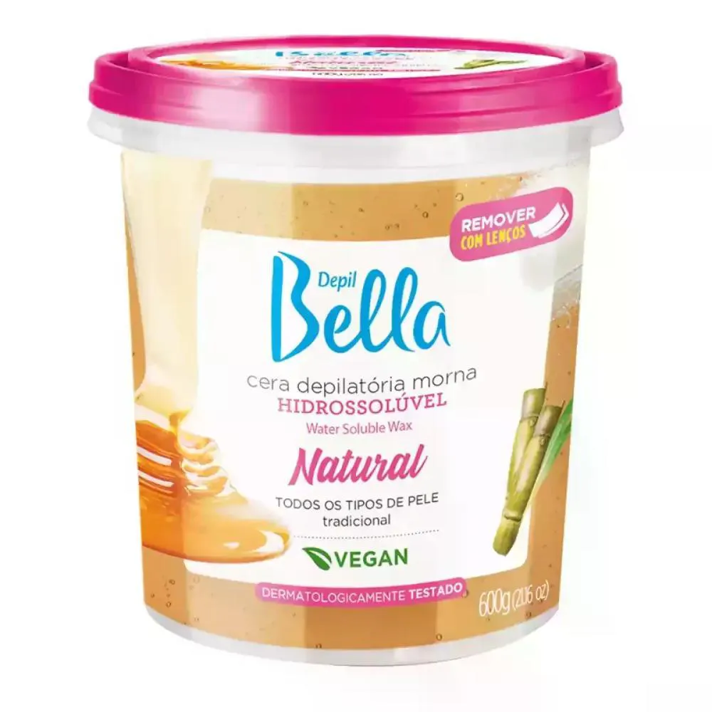 CERA DEPILATóRIA HIDROSSOLúVEL NATURAL DEPIL BELLA 600G
