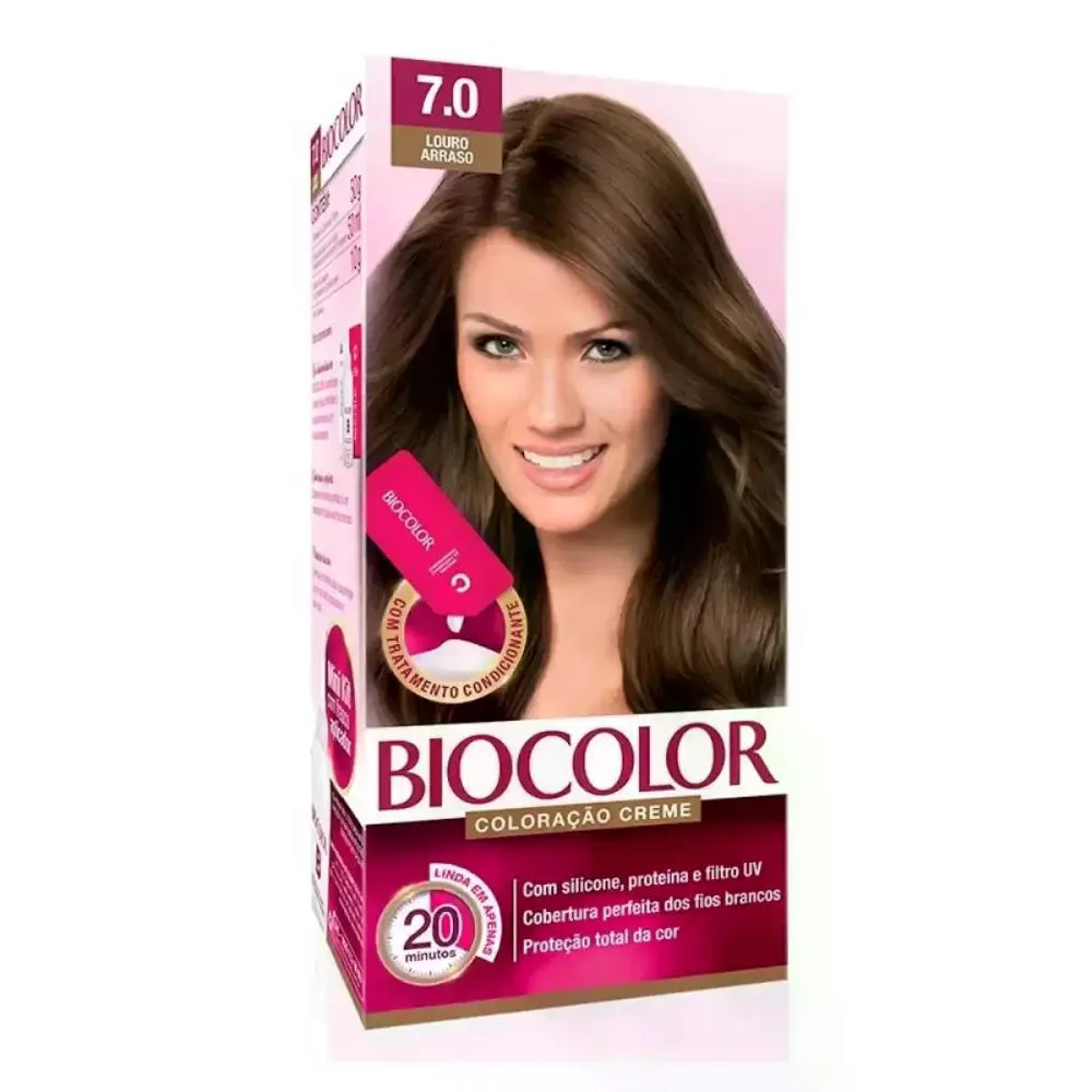 COLORAçãO CREME 7.0 LOIRO NATURAL MINI BIOCOLOR