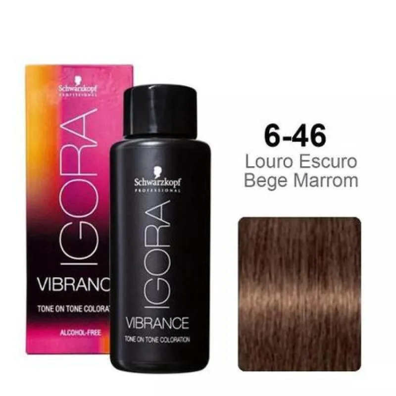 SCHWARZKOPF IGORA VIBRANCE 6-46 LOURO ESCURO BEGE MARROM 60ML