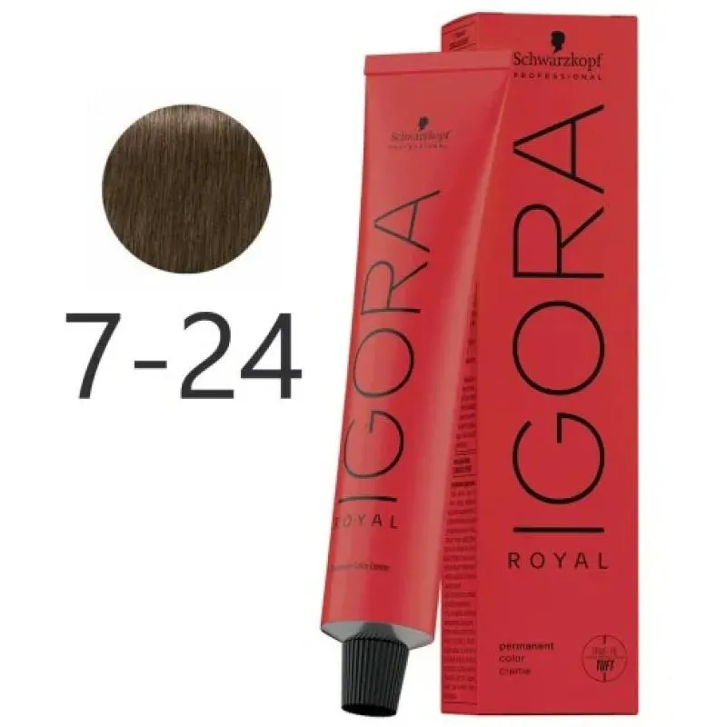 SCHWARZKOPF IGORA ROYAL COLORAçãO TOM 7-24 LOURO MéDIO FUMê BEGE 60G