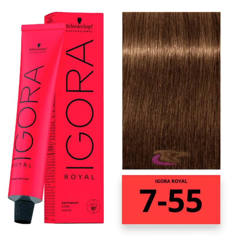 SCHWARZKOPF IGORA ROYAL COLORAçãO 7/55 LOURO MéDIO DOURADO EXTRA 60ML