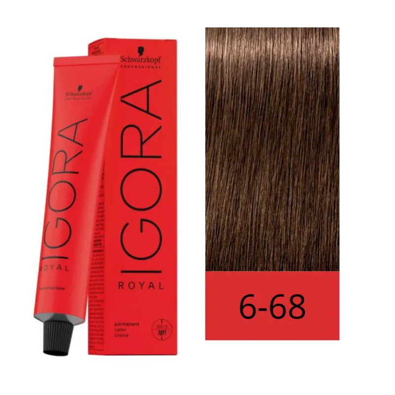 SCHWARZKOPF IGORA ROYAL COLORAçãO 6/68 LOURO ESCURO MARROM VERMELHO 60ML
