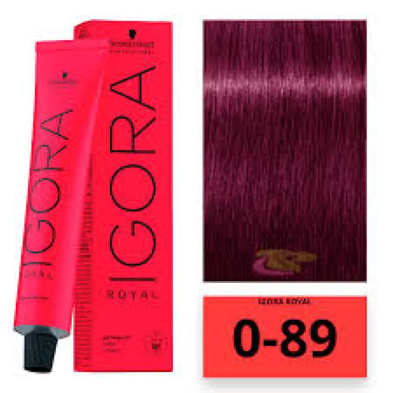 SCHWARZKOPF IGORA ROYAL COLORAçãO 0/89 TOM MISTURA VERMELHO VIOLETA 60ML