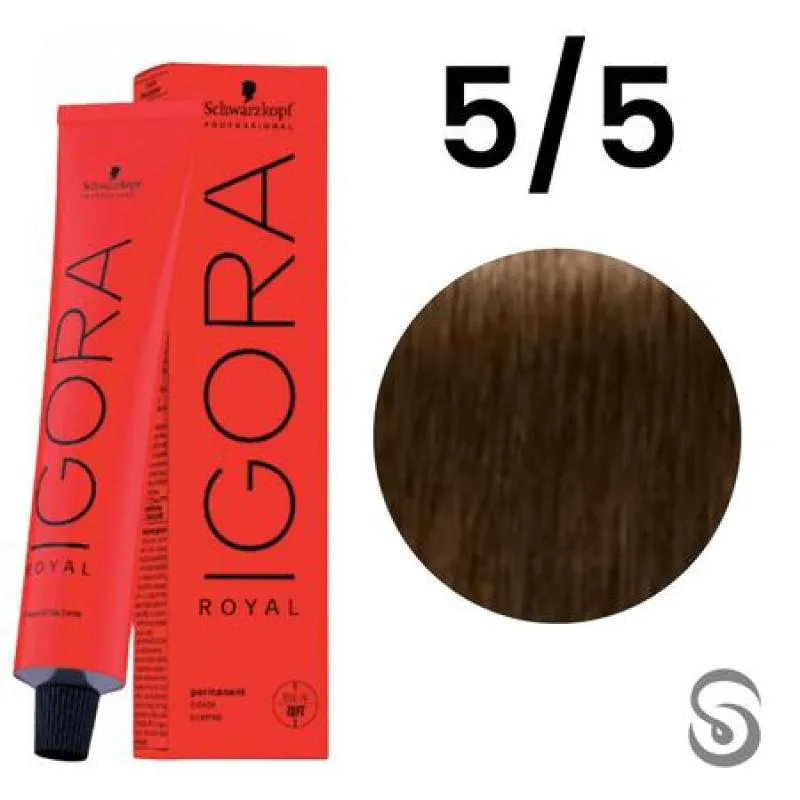 SCHWARZKOPF IGORA ROYAL COLORAçãO 5-5 CASTANHO CLARO MARROM NATURAL 60ML