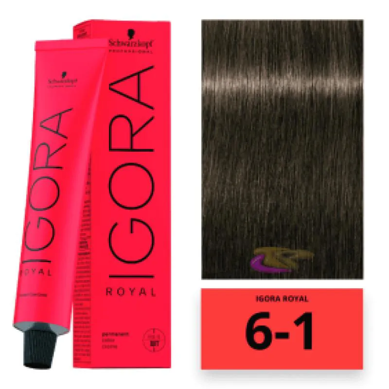 SCHWARZKOPF IGORA ROYAL COLORAçãO 6-1 LOURO ESCURO CINZA 60ML
