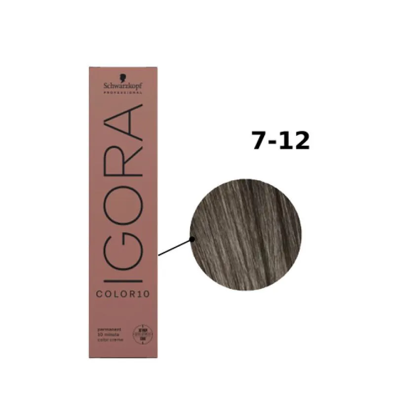 SCHWARZKOPF IGORA COLOR10 COLORAçãO 10 7-12 LOURO MéDIO CINZA FUME 60ML