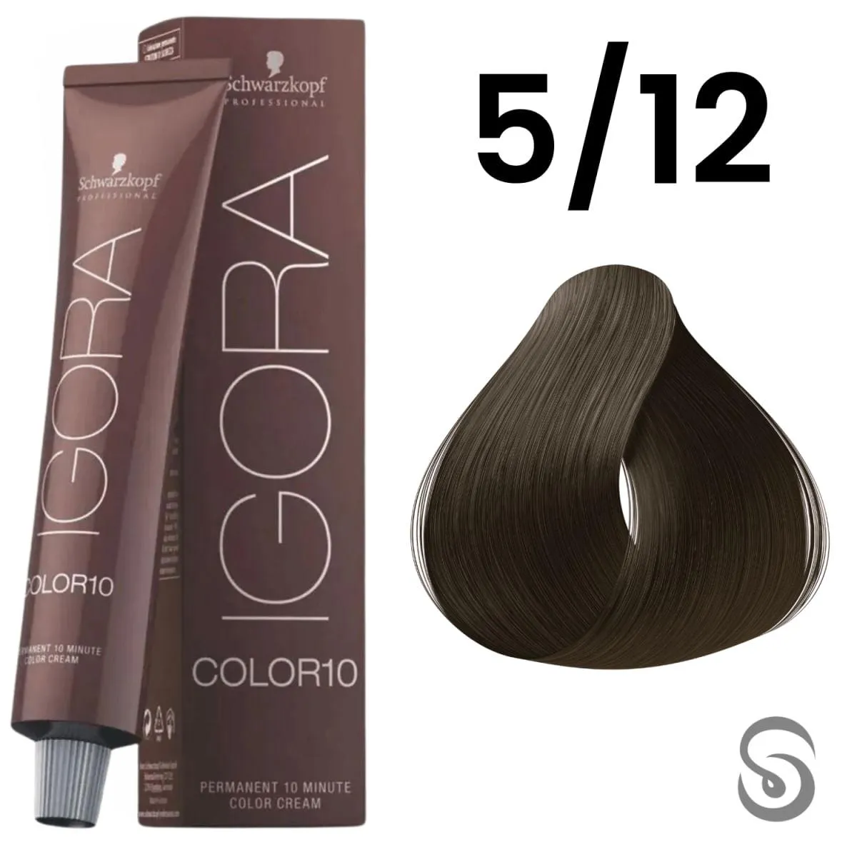 SCHWARZKOPF IGORA COLOR10 COLORAçãO 10 5/12 CASTANHO CLARO CINZA FUME 60ML