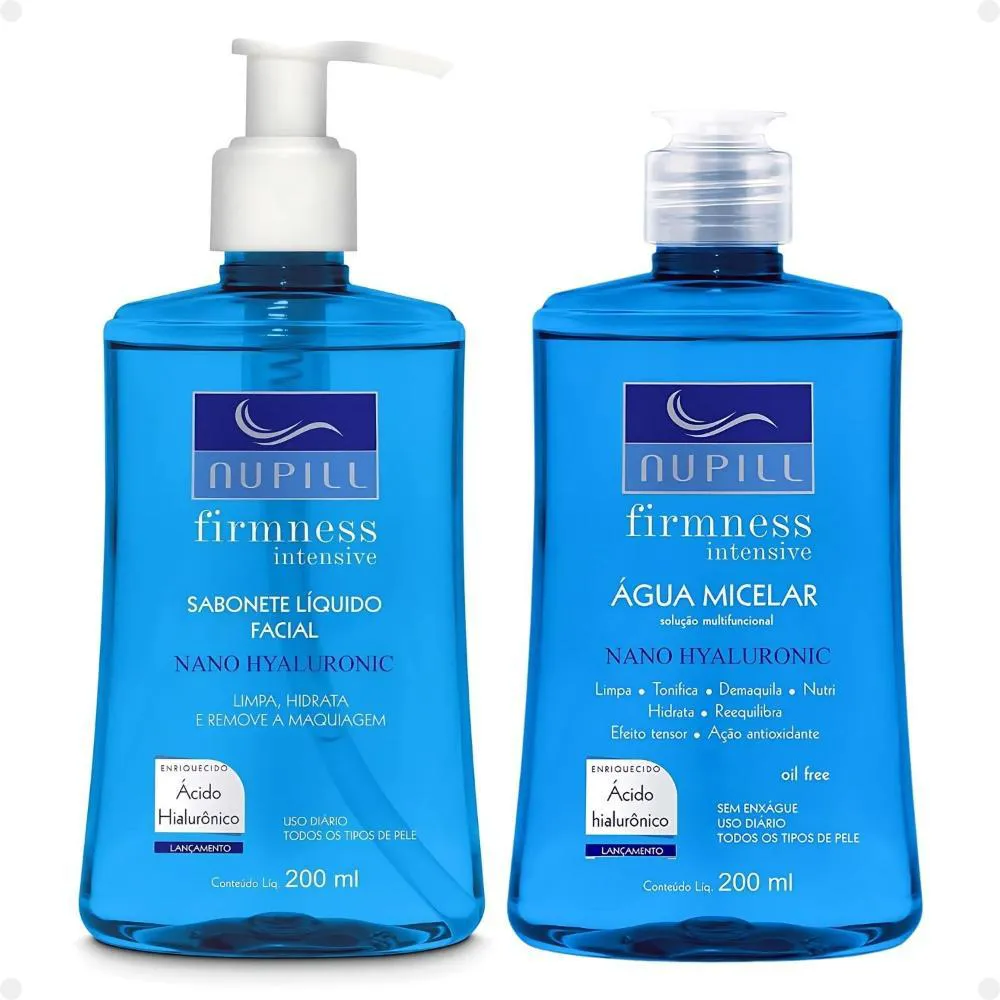 KIT NUPILL FIRMNESS INTENSIVE NANO HYALURONIC: SABONETE LíQUIDO E ÁGUA MICELAR 200ML