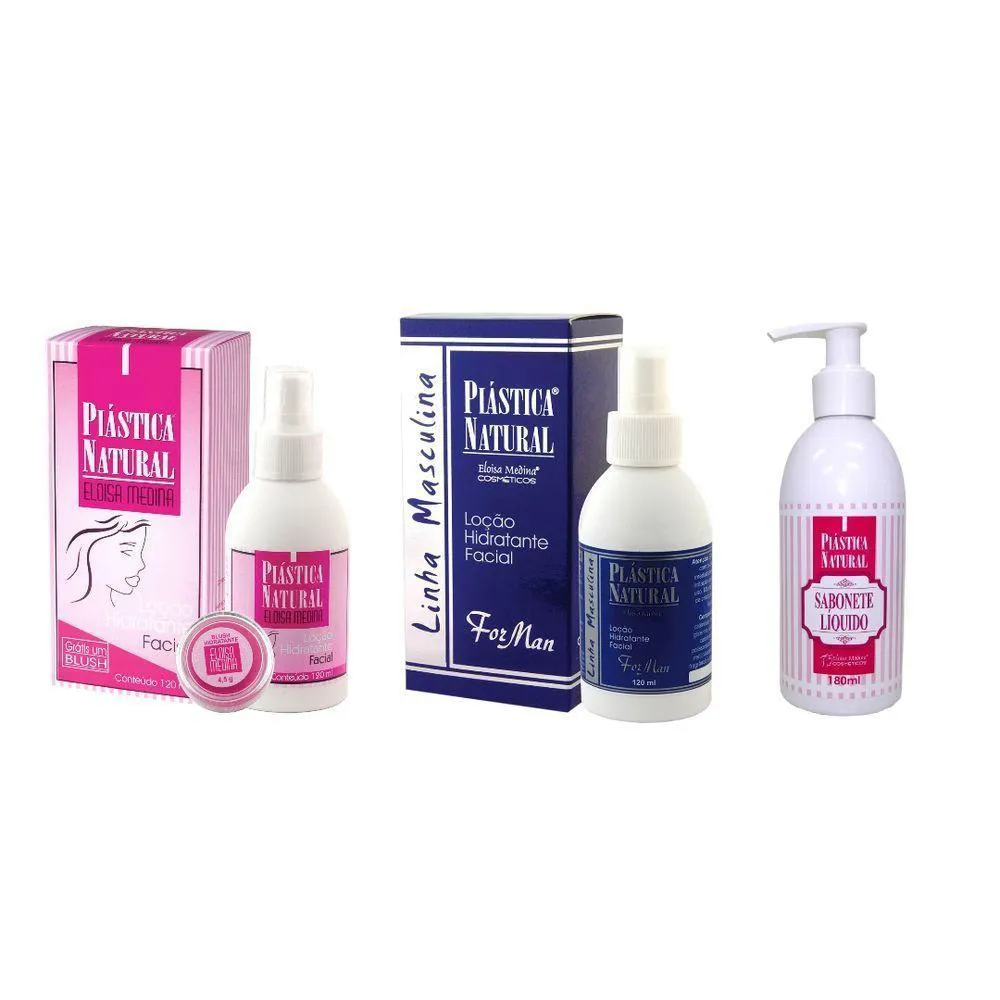 KIT PLáSTICA NATURAL ELOISA MEDINA 1 FEM + 1 MASC + 1 SABONETE COM COLáGENO