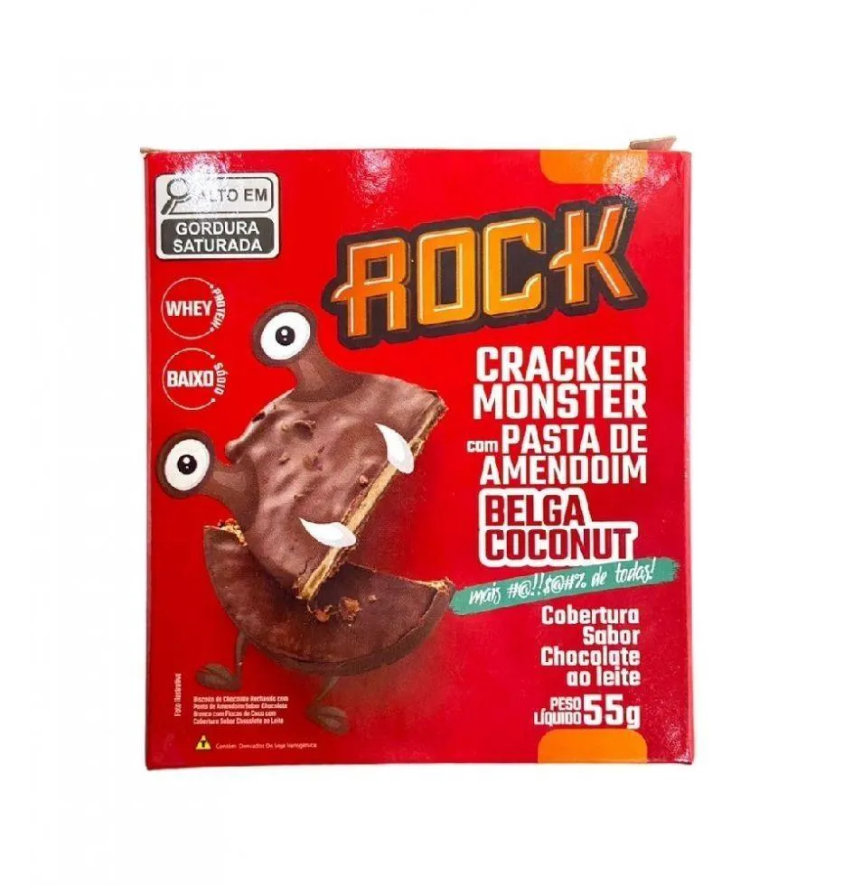 CRACKER MONSTER (55G) - VENCIMENTO 02/04/2025 - SABOR: BELGA COCONUT C/ WHEY ROCK