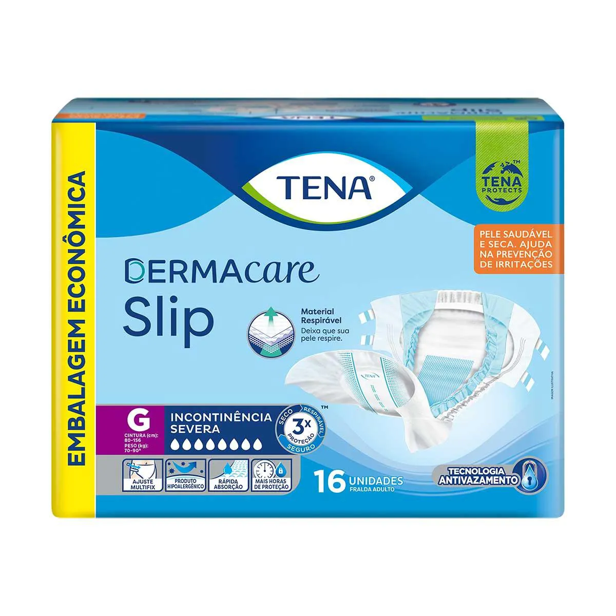 Fralda Geriátrica Tena Slip Dermacare G Absorção Intensa 16 unidades