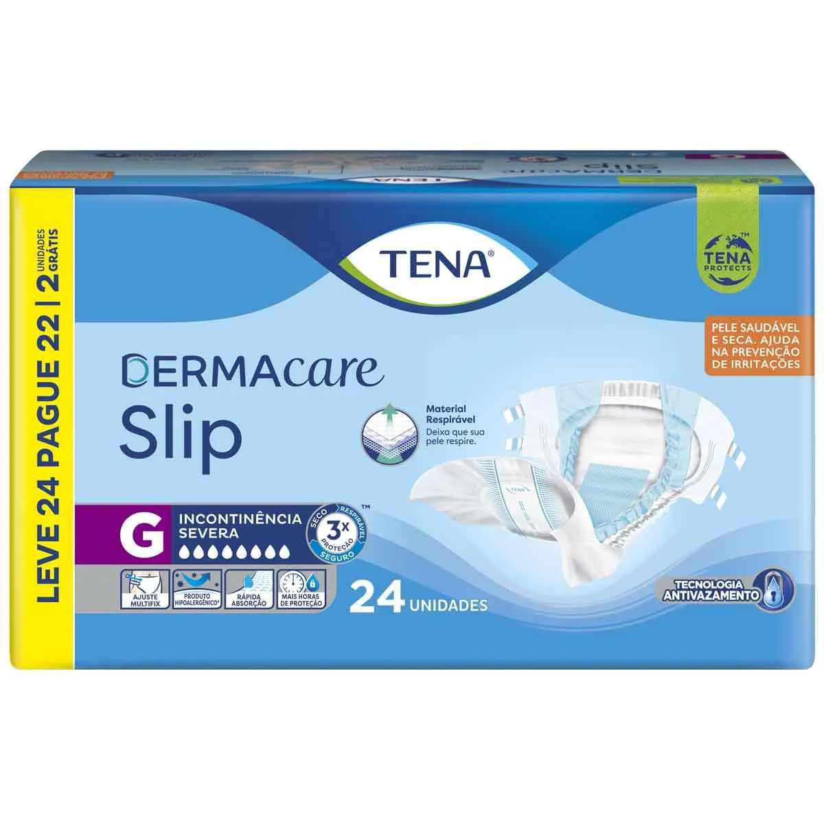 Fralda Geriátrica Tena Dermacare Slip G Absorção Intensa 24 unidades