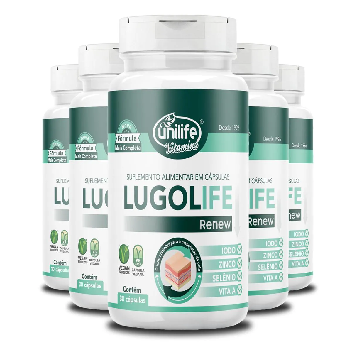 KIT 5 LUGOLIFE RENEW UNILIFE 30 CáPSULAS