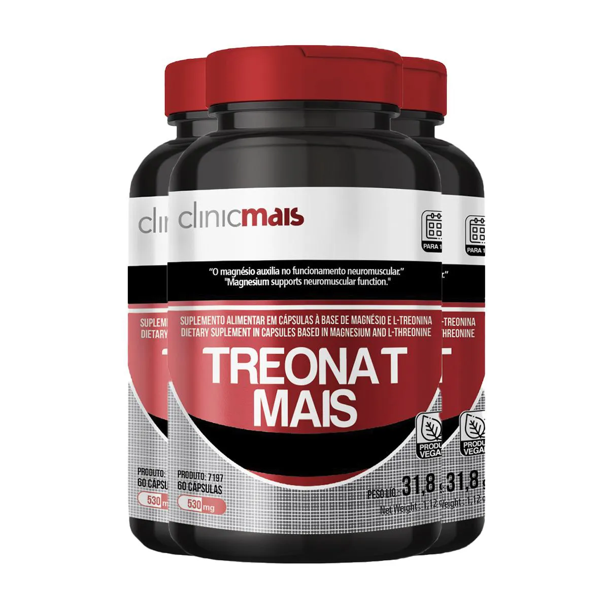 KIT 5 TREONAT MAIS VEGANO 530MG CLINICMAIS 60 CáPSULAS