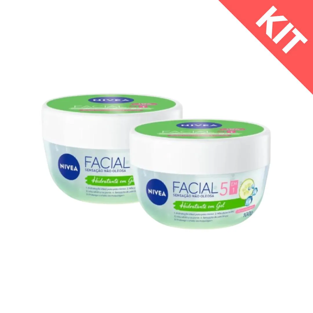 KIT 2 CREME FACIAL HIDRATANTE EM GEL ACIDO HIALURôNICO E PEPINO 100G NIVEA 4239 8004
