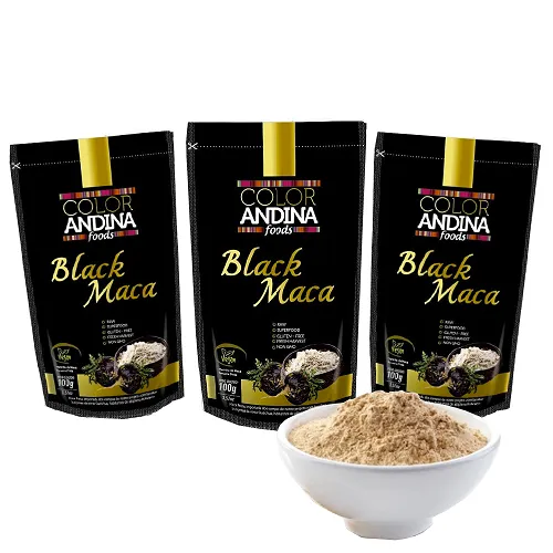 Kit Maca Peruana Preta Color Andina Food Black Maca 100g 3 unidades