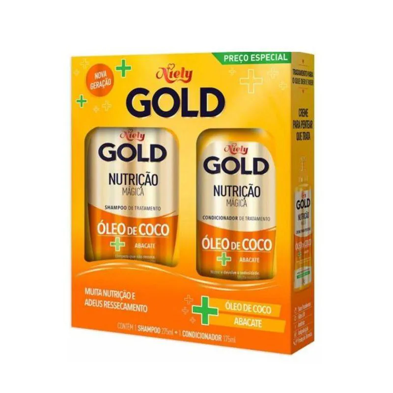 NIELY KIT SHAMPOO 300ML + CONDICIONADOR 200ML GOLD NUTRIçãO PODEROSA