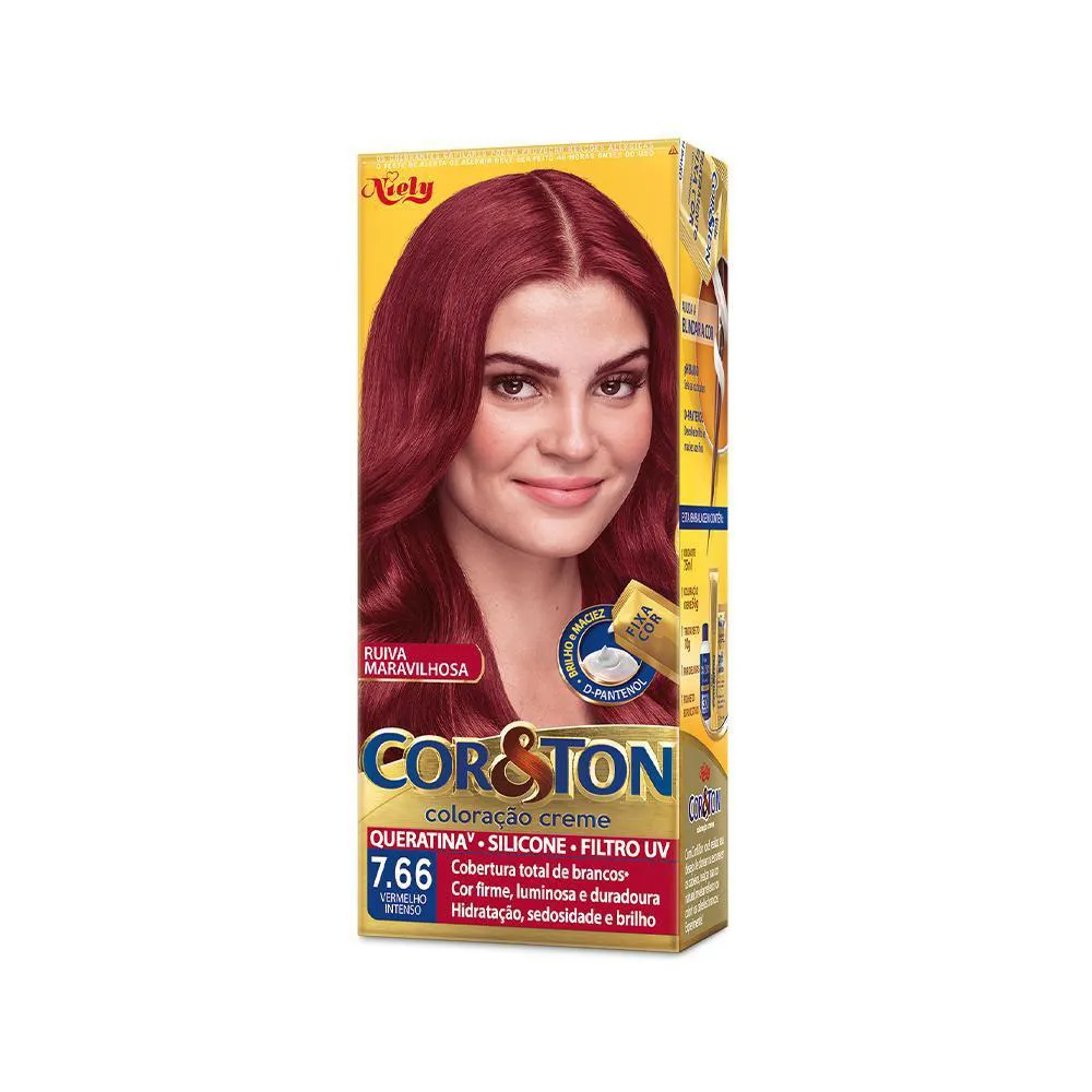 Niely Coloração Cor&Ton 7.66 Vermelho Intenso 50g