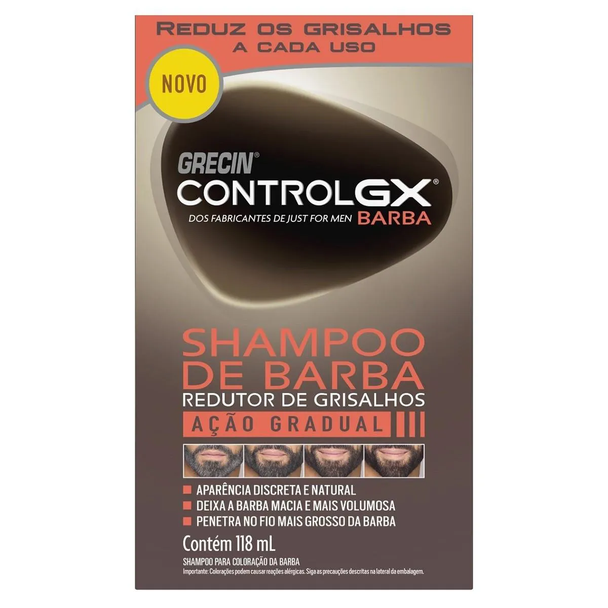 GRECIN SHAMPOO CONTROL GX BARBA E BIGODE REDUTOR DE GRISALHOS 118ML