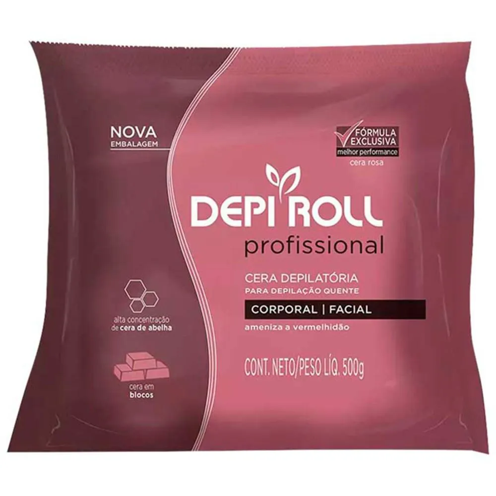 DEPIROLL CERA QUENTE EM BLOCOS ROSA 500G