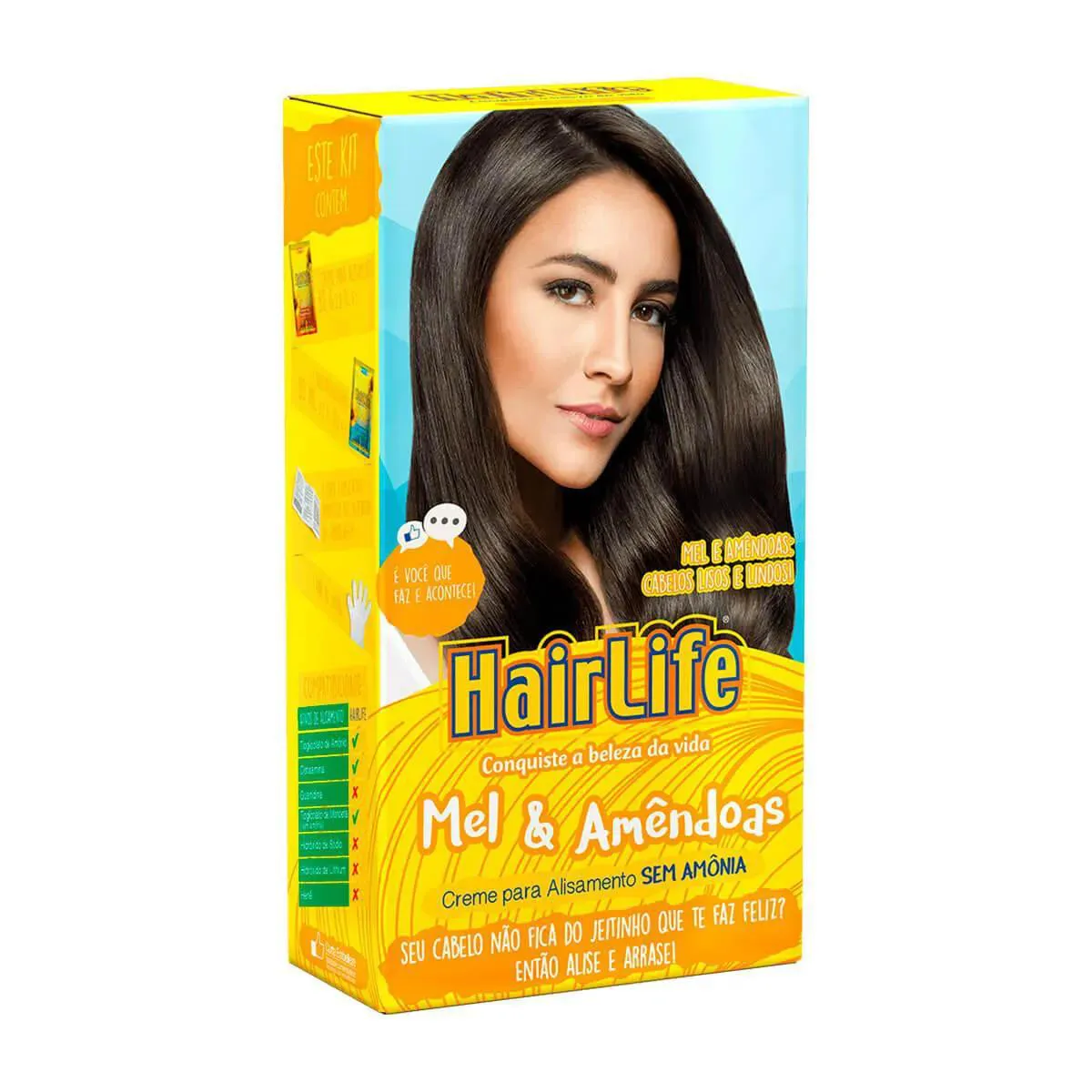 CREME ALISANTE HAIRLIFE MEL E AMêNDOAS 80G