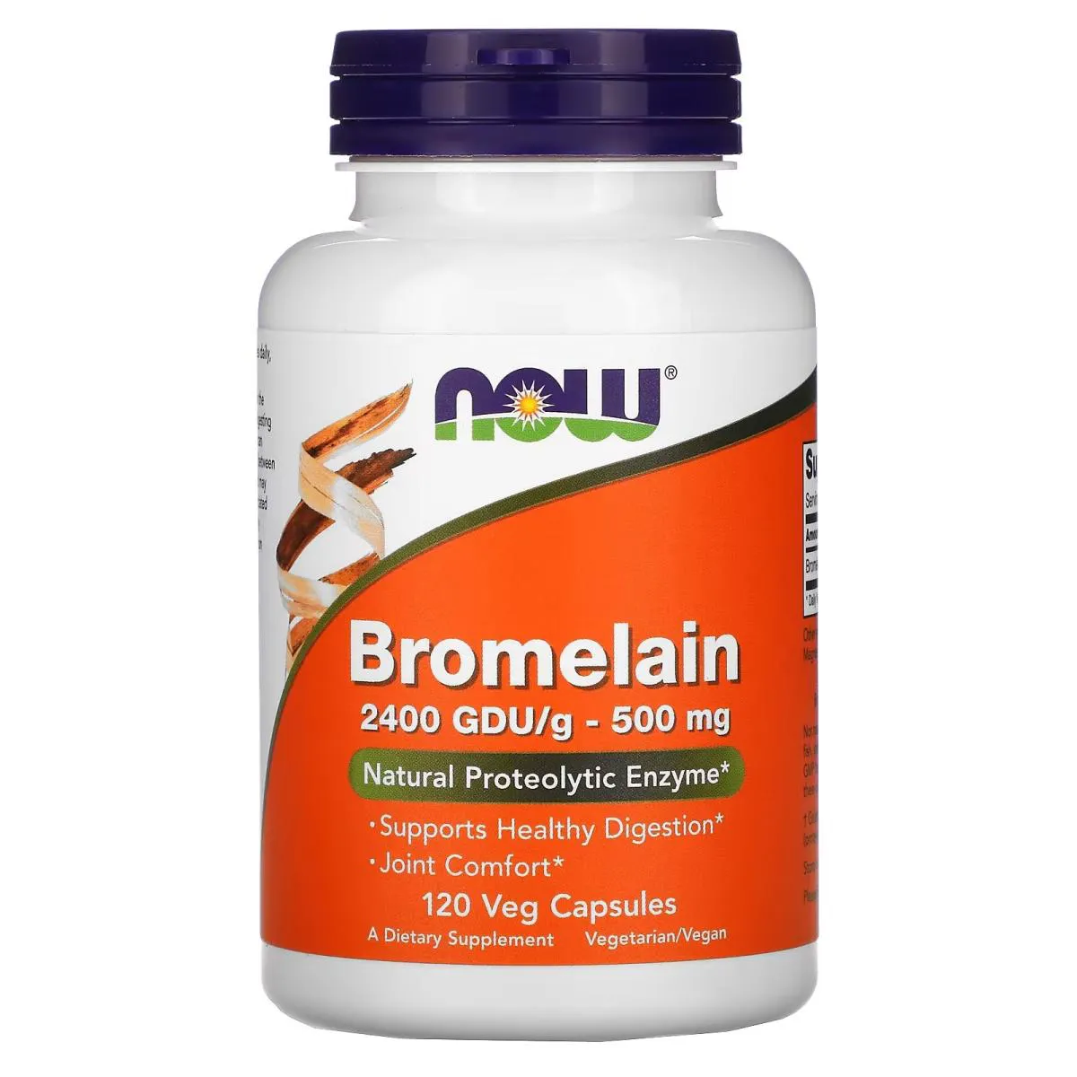 BROMELINA 500MG 120 CAPSULAS VEGETAIS, NOW FOODS