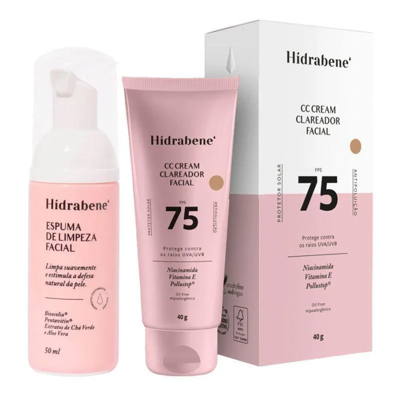 KIT HIDRABENE CC CREAM +  ESPUMA DE LIMPEZA FACIAL 50ML